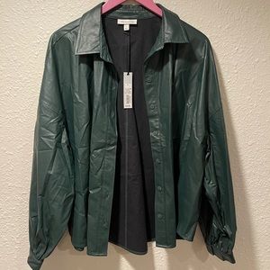 Green Faux Leather Top